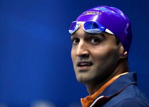 India's Sandeep Sejwal waits to swim134 in the men's 50m breaststroke final during the swimming competition at the 18th Asian Games in Jakarta, Indonesia, Friday, Aug. 24, 2018.(AP) India's Sandeep Sejwal waits to swim134 in the men's 50m breaststroke final during the swimming competition at the 18th Asian Games in Jakarta, Indonesia, Friday, Aug. 24, 2018.(AP)
