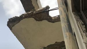 Residents had raised concerns after huge chunk of plasters fell off several balconies on August 2.(HT Photo) Residents had raised concerns after huge chunk of plasters fell off several balconies on August 2.(HT Photo)