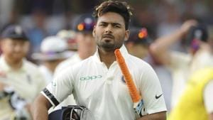 India's Rishabh Pant leaves the pitch during the third Test between India and England at Trent Bridge.(AP) India's Rishabh Pant leaves the pitch during the third Test between India and England at Trent Bridge.(AP)