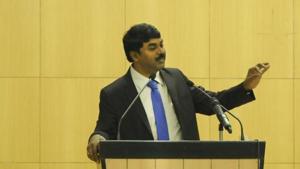 G Satheesh Reddy speaking in Noida.(Burhaan Kinu/HT File PHOTO) G Satheesh Reddy speaking in Noida.(Burhaan Kinu/HT File PHOTO)