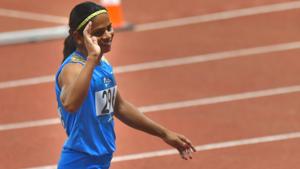 Jakarta: Indian athlete Dutee Chand finished second in the final, .02 seconds behind the winner(PTI) Jakarta: Indian athlete Dutee Chand finished second in the final, .02 seconds behind the winner(PTI)