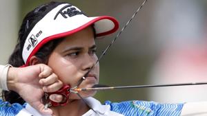 India defeated Chinese Taipei in the compound women’s team archery semifinal at Asian Games 2018.(REUTERS) India defeated Chinese Taipei in the compound women’s team archery semifinal at Asian Games 2018.(REUTERS)