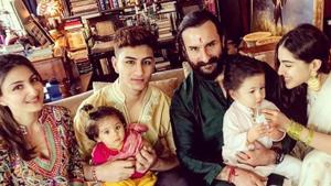 Saif Ali Khan with his family on Raksha Bandhan. Saif Ali Khan with his family on Raksha Bandhan.