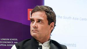 Congress President Rahul Gandhi speaks at an interactive session at London School of Economics, London on August 24.(PTI Photo) Congress President Rahul Gandhi speaks at an interactive session at London School of Economics, London on August 24.(PTI Photo)