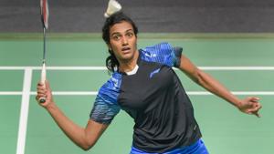 PV Sindhu defeated Akane Yamaguchi to reach the women’s singles badminton final at Asian Games 2018.(PTI) PV Sindhu defeated Akane Yamaguchi to reach the women’s singles badminton final at Asian Games 2018.(PTI)