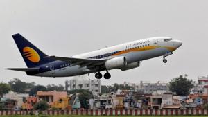 A Jet Airways passenger aircraft takes off from the airport in Ahmedabad.(REUTERS) A Jet Airways passenger aircraft takes off from the airport in Ahmedabad.(REUTERS)