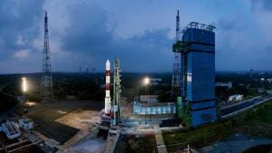Fully integrated PSLV-C40 with all the 31 Spacecrafts at First Launch Pad, at Sriharikota.(PTI FIle Photo) Fully integrated PSLV-C40 with all the 31 Spacecrafts at First Launch Pad, at Sriharikota.(PTI FIle Photo)
