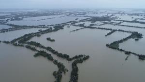 An aerial view of flooded Kuttanad in Alappuzha district on August 19.(AP Photo) An aerial view of flooded Kuttanad in Alappuzha district on August 19.(AP Photo)