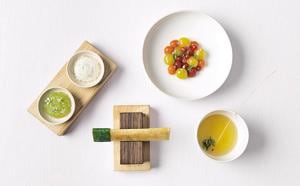 Eleven Madison Park in New York serves tomato dosa with green tomato relish and aged-goat cheese Eleven Madison Park in New York serves tomato dosa with green tomato relish and aged-goat cheese