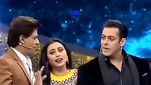 Salman Khan, Shah Rukh Khan and Rani Mukerji during Dus Ka Dum 3 finale shoot.(Instagram) Salman Khan, Shah Rukh Khan and Rani Mukerji during Dus Ka Dum 3 finale shoot.(Instagram)