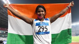 India's Swapna Barman celebrates after competing in the women's 800m heptathlon athletics event during the 2018 Asian Games.(AFP) India's Swapna Barman celebrates after competing in the women's 800m heptathlon athletics event during the 2018 Asian Games.(AFP)