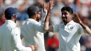 India's Jasprit Bumrah celebrates taking the wicket of England's Keaton Jennings on Day 1 of the fourth Test in Southampton.(Action Images via Reuters) India's Jasprit Bumrah celebrates taking the wicket of England's Keaton Jennings on Day 1 of the fourth Test in Southampton.(Action Images via Reuters)