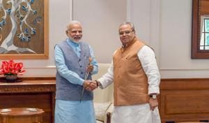 Jammu and Kashmir Governor Satya Pal Malik calls on Prime Minister Narendra Modi on August 27, 2018.(PTI) Jammu and Kashmir Governor Satya Pal Malik calls on Prime Minister Narendra Modi on August 27, 2018.(PTI)