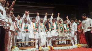 Mallikarjun Kharge, the Congress’ general secretary in-charge for Maharashtra, made the remarks at the launch of the party’s Jan Sangharsh Yatra in Kolhapur in the presence of former chief ministers Ashok Chavan and Prithviraj Chavan and other leaders.(PTI) Mallikarjun Kharge, the Congress’ general secretary in-charge for Maharashtra, made the remarks at the launch of the party’s Jan Sangharsh Yatra in Kolhapur in the presence of former chief ministers Ashok Chavan and Prithviraj Chavan and other leaders.(PTI)