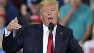President Donald Trump speaks at a campaign rally at the Ford Center in Evansville, Ind., Thursday, Aug. 30, 2018. (AP Photo/Timothy D. Easley)(AP) President Donald Trump speaks at a campaign rally at the Ford Center in Evansville, Ind., Thursday, Aug. 30, 2018. (AP Photo/Timothy D. Easley)(AP)