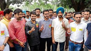 Punjab University Students’ Union has formed an alliance with HPSU-Nishant Kaushal group.(HT PHOTO) Punjab University Students’ Union has formed an alliance with HPSU-Nishant Kaushal group.(HT PHOTO)