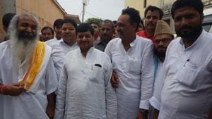 Shivpal with his supporters in Baghpat. Shivpal with his supporters in Baghpat.