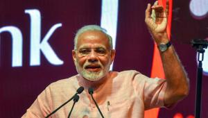 Prime Minister Narendra Modi addresses during the launch of India Post Payments Bank (IPPB), in New Delhi on Saturday, Sept 1, 2018.(PTI)