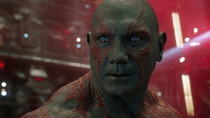 Dave Bautista as Drax in the Guardians of the Galaxy movies.