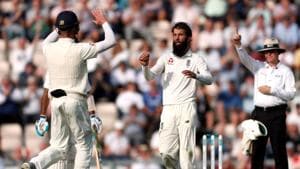 Cricket - England v India - Fourth Test - Ageas Bowl, West End, Britain - August 31, 2018 England's Moeen Ali celebrates the wicket of India's Ishant Sharma Action(REUTERS) Cricket - England v India - Fourth Test - Ageas Bowl, West End, Britain - August 31, 2018 England's Moeen Ali celebrates the wicket of India's Ishant Sharma Action(REUTERS)