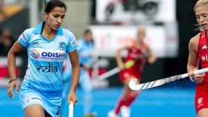London: Indian women's hockey captain Rani Rampal in action during a match against England at Vitality Hockey Women's Hockey World Cup 2018, in London on July 21, 2018.(PTI) London: Indian women's hockey captain Rani Rampal in action during a match against England at Vitality Hockey Women's Hockey World Cup 2018, in London on July 21, 2018.(PTI)