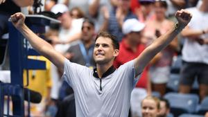 Sep 2, 2018; New York, NY, USA; Dominic Thiem of Austria celebrates his win over Kevin Anderson of South Africa (not pictured) in a fourth round match on day seven of the 2018 U.S. Open tennis tournament at USTA Billie Jean King National Tennis Center. Mandatory Credit: Danielle Parhizkaran-USA TODAY SPORTS(USA TODAY Sports) Sep 2, 2018; New York, NY, USA; Dominic Thiem of Austria celebrates his win over Kevin Anderson of South Africa (not pictured) in a fourth round match on day seven of the 2018 U.S. Open tennis tournament at USTA Billie Jean King National Tennis Center. Mandatory Credit: Danielle Parhizkaran-USA TODAY SPORTS(USA TODAY Sports)