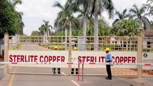 A security guard stands in front of the main gate of Sterlite Industries Ltd's copper plant, a unit of London-based Vedanta Resources, in Tuticorin.(Reuters Photo) A security guard stands in front of the main gate of Sterlite Industries Ltd's copper plant, a unit of London-based Vedanta Resources, in Tuticorin.(Reuters Photo)