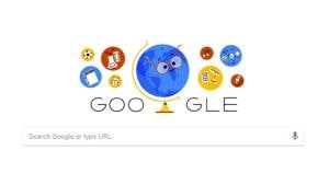 In the Google doodle celebrating Teachers’ Day, a spinning globe, wearing spectacles is shown as a teacher.(ANI/Twitter) In the Google doodle celebrating Teachers’ Day, a spinning globe, wearing spectacles is shown as a teacher.(ANI/Twitter)
