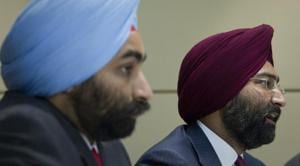 Chairman of Fortis Healthcare Malivnder Singh (right) answers a question as his brother and managing director Shivinder Singh sits next to him during a news conference in Singapore in July 2010.(Reuters File Photo) Chairman of Fortis Healthcare Malivnder Singh (right) answers a question as his brother and managing director Shivinder Singh sits next to him during a news conference in Singapore in July 2010.(Reuters File Photo)