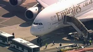 A person walks off an Emirates plane at JFK International Airport to a waiting bus on September 5.(AP Photo) A person walks off an Emirates plane at JFK International Airport to a waiting bus on September 5.(AP Photo)