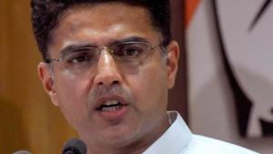 Rajasthan Pradesh Congress president Sachin Pilot addresses a press conference in Jaipur on Friday.(PTI photo) Rajasthan Pradesh Congress president Sachin Pilot addresses a press conference in Jaipur on Friday.(PTI photo)