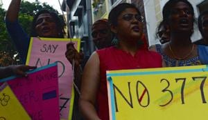 In four separate but concurring verdicts, a Supreme Court bench headed by Chief Justice of India, ruled that the section failed to make a distinction between consensual and non-consensual acts.(AFP) In four separate but concurring verdicts, a Supreme Court bench headed by Chief Justice of India, ruled that the section failed to make a distinction between consensual and non-consensual acts.(AFP)