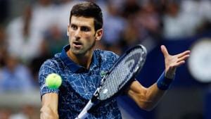 Novak Djokovic hits a return to John Millman during their US Open men's Singles quarter-finals match.(AFP) Novak Djokovic hits a return to John Millman during their US Open men's Singles quarter-finals match.(AFP)