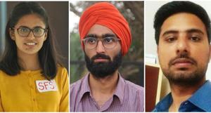 Students For Society leaders Kanupriya, Damanpreet Singh and Harmandeep Singh. Students For Society leaders Kanupriya, Damanpreet Singh and Harmandeep Singh.