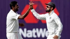 File image of R Ashwin (L) celebrating the fall of a wicket with India skipper Virat Kohli.(AFP) File image of R Ashwin (L) celebrating the fall of a wicket with India skipper Virat Kohli.(AFP)