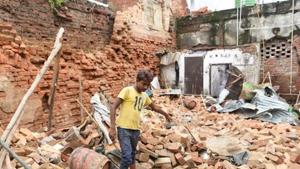 Two people died during a building collapse in Hussainganj due to heavy rain in Lucknow, Uttar Pradesh.(HT File Photo)
