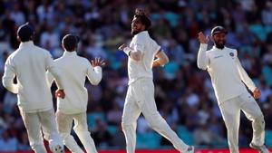 File image of Ishant Sharma celebrating with teammates after taking a wicket.(REUTERS) File image of Ishant Sharma celebrating with teammates after taking a wicket.(REUTERS)