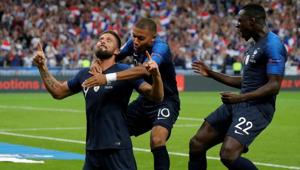 Olivier Giroud celebrates after scoring France’s second goal against Netherlands.(REUTERS) Olivier Giroud celebrates after scoring France’s second goal against Netherlands.(REUTERS)