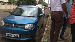 A car with blood stains was found at Sector -11 Kopar Khairane in Navi Mumbai, India, on Friday, September 7, 2018.(Hindustan Times)