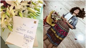 After watching Manmarziyaan, Amitabh Bachchan wrote letters of appreciation to Vicky Kaushal and Taapsee Pannu but was too overcome by emotion to say anything to son Abhishek Bachchan.(Twitter) After watching Manmarziyaan, Amitabh Bachchan wrote letters of appreciation to Vicky Kaushal and Taapsee Pannu but was too overcome by emotion to say anything to son Abhishek Bachchan.(Twitter)