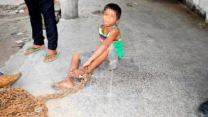 The child was accused of stealing a pair of slippers.(HT Photo) The child was accused of stealing a pair of slippers.(HT Photo)