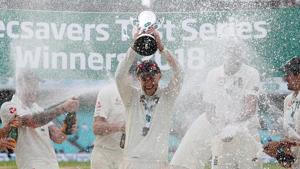 English players celebrate after winning the five-Test series against India.(REUTERS) English players celebrate after winning the five-Test series against India.(REUTERS)