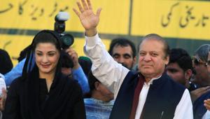 Nawaz Sharif (R), former Prime Minister and leader of Pakistan Muslim League, gestures to supporters as his daughter Maryam Nawaz looks on during party's workers convention in Islamabad, Pakistan June 4, 2018.(REUTERS File Photo) Nawaz Sharif (R), former Prime Minister and leader of Pakistan Muslim League, gestures to supporters as his daughter Maryam Nawaz looks on during party's workers convention in Islamabad, Pakistan June 4, 2018.(REUTERS File Photo)