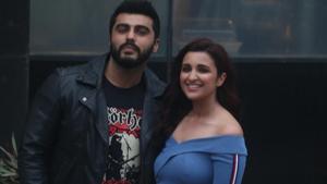 Actors Arjun Kapoor and Parineeti Chopra during the promotion of their upcoming film Namaste England in Mumbai.(IANS) Actors Arjun Kapoor and Parineeti Chopra during the promotion of their upcoming film Namaste England in Mumbai.(IANS)