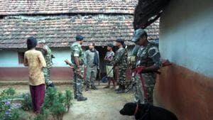Security forces at Patamda village in West Singhbhum, Jharkhand, on Wednesday.(Manoj Kumar / HT Photo) Security forces at Patamda village in West Singhbhum, Jharkhand, on Wednesday.(Manoj Kumar / HT Photo)