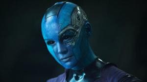 Karen Gillian plays Nebula in the Avengers and Guardians of the Galaxy movies. Karen Gillian plays Nebula in the Avengers and Guardians of the Galaxy movies.