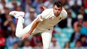 England's James Anderson in action during the fifth Test against India at the Oval.(REUTERS) England's James Anderson in action during the fifth Test against India at the Oval.(REUTERS)