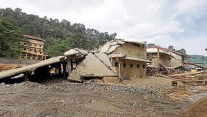 Pamba base camp, which leads to Sabarimala temple in Kerala’s Pathanamthitta district, left ravaged by the floods in August.(Vivek Nair/HT Photo) Pamba base camp, which leads to Sabarimala temple in Kerala’s Pathanamthitta district, left ravaged by the floods in August.(Vivek Nair/HT Photo)