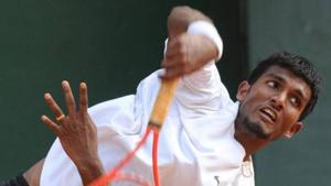N Sriram Balaji lost to Pedja Krstin in straight sets as India ended the Davis World tie against Serbia without a single win.(Twitter) N Sriram Balaji lost to Pedja Krstin in straight sets as India ended the Davis World tie against Serbia without a single win.(Twitter)