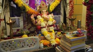 Ganpati at the home of the Ghag family in Kalwa.(HT Photo)